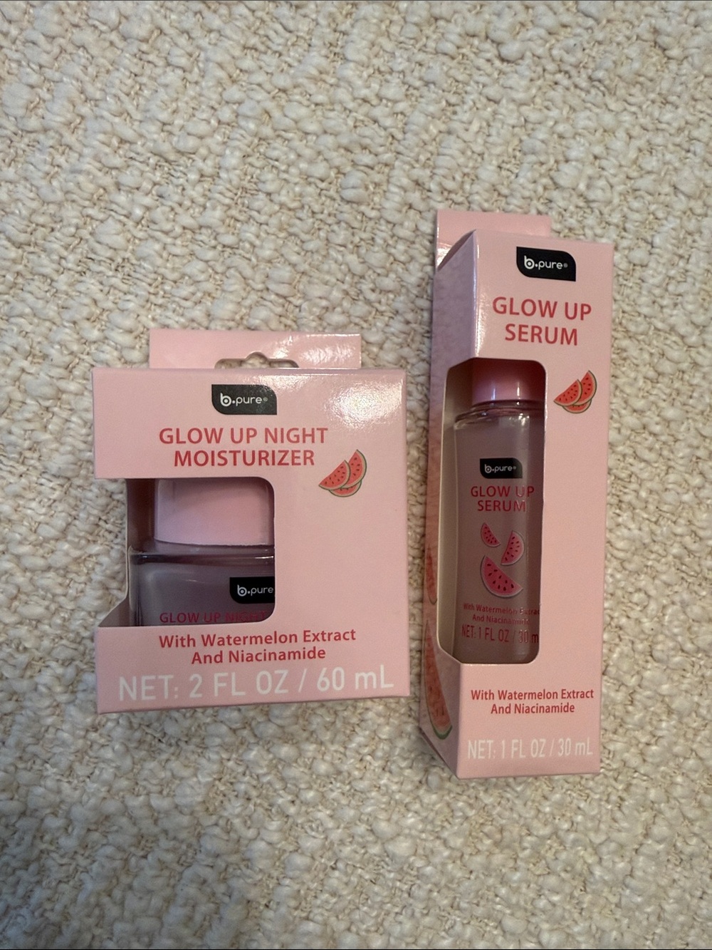 B pure "Glow Up Night Moisturizer" and "Glow Up Serum" set-new in box - Picture 2 of 7